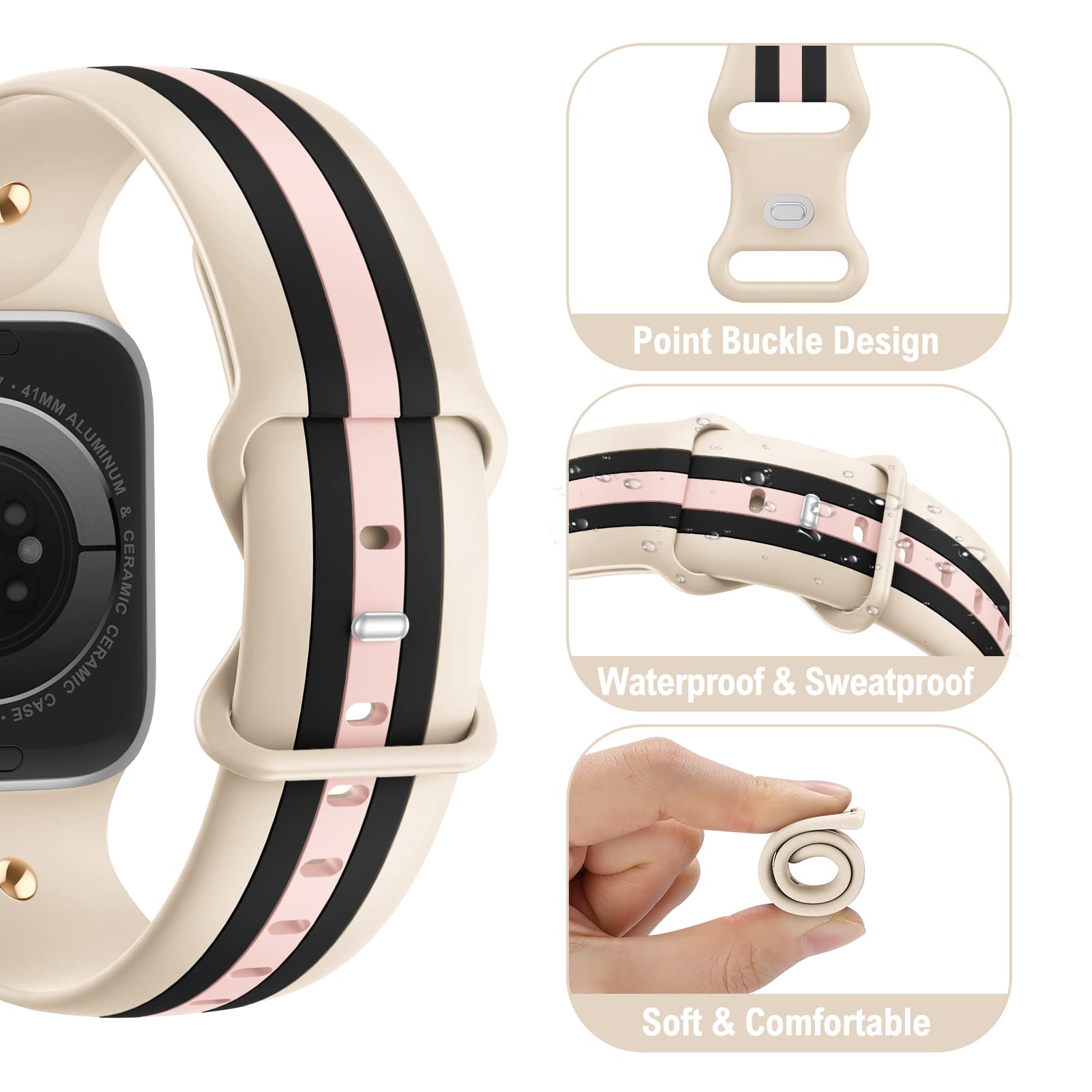 Foto 3 pulgar | Correa Bagoplus Designer Silicone para Apple Watch - Venta Internacional