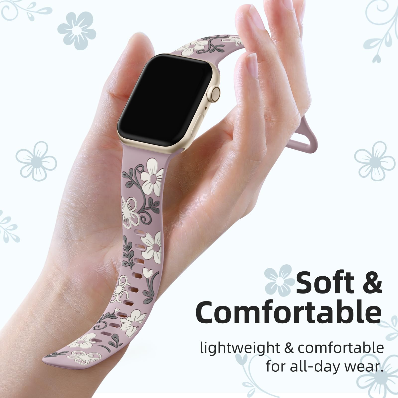 Foto 4 pulgar | Correa de Reloj Witzon Floral Silicone para Apple 41 mm 40 mm 38 mm - Venta Internacional