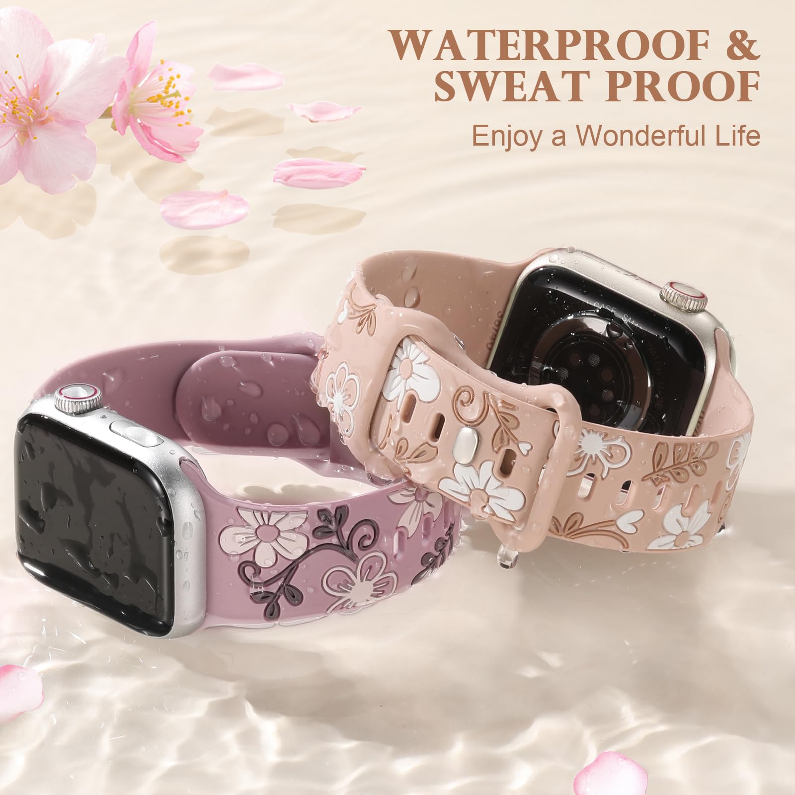 Foto 5 pulgar | Correa de Reloj Witzon Floral Silicone para Apple 41 mm 40 mm 38 mm - Venta Internacional