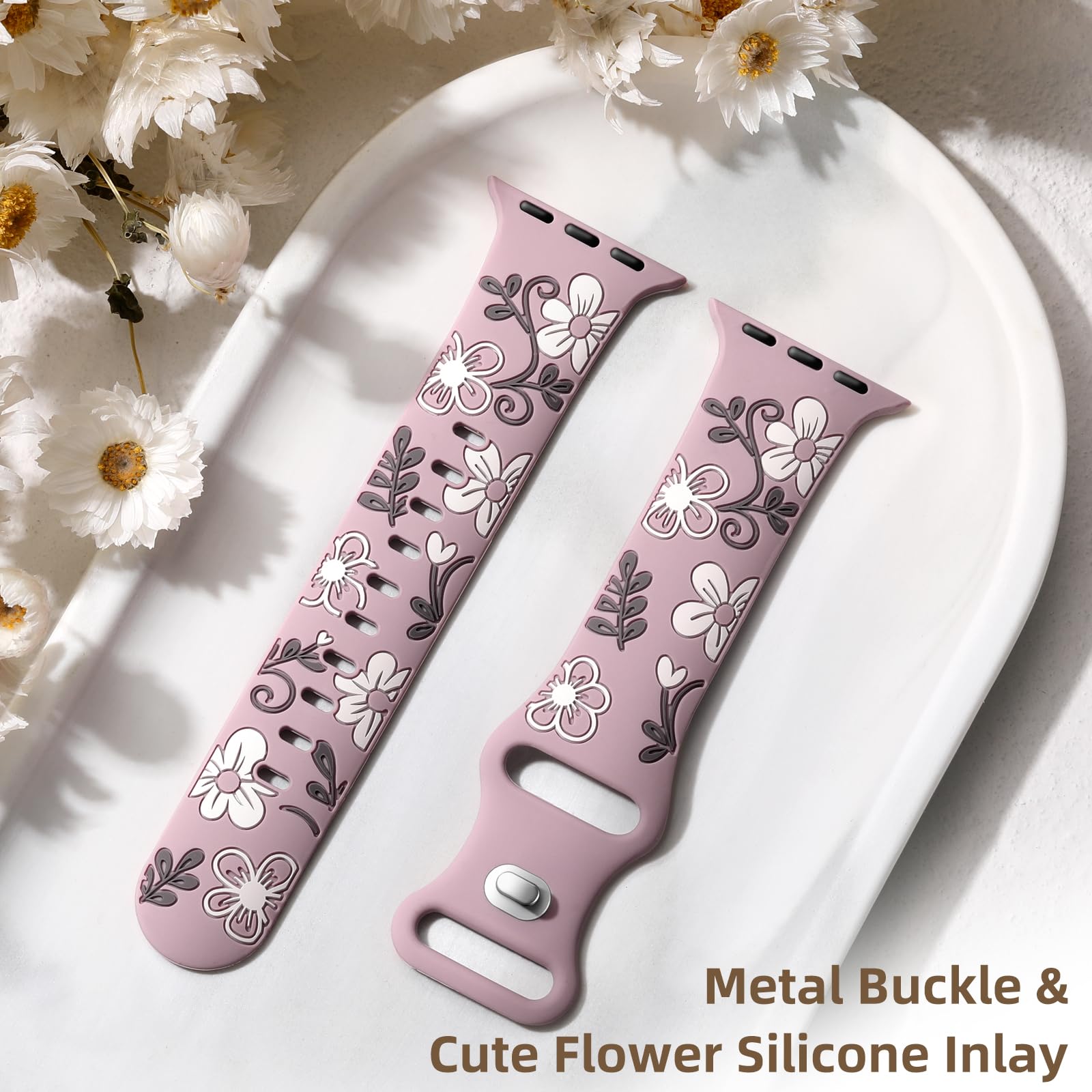 Foto 7 pulgar | Correa de Reloj Witzon Floral Silicone para Apple 41 mm 40 mm 38 mm - Venta Internacional