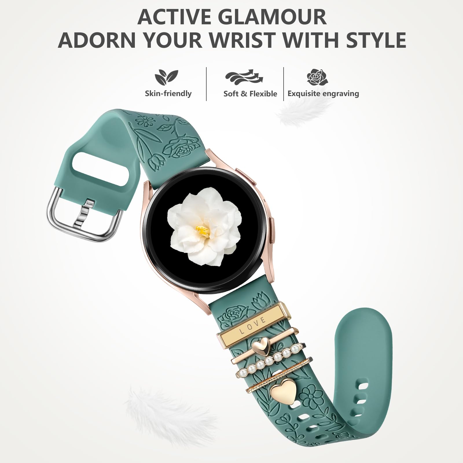 Foto 4 | Correa de Reloj Daqin Grabada con Flores- Venta Internacional