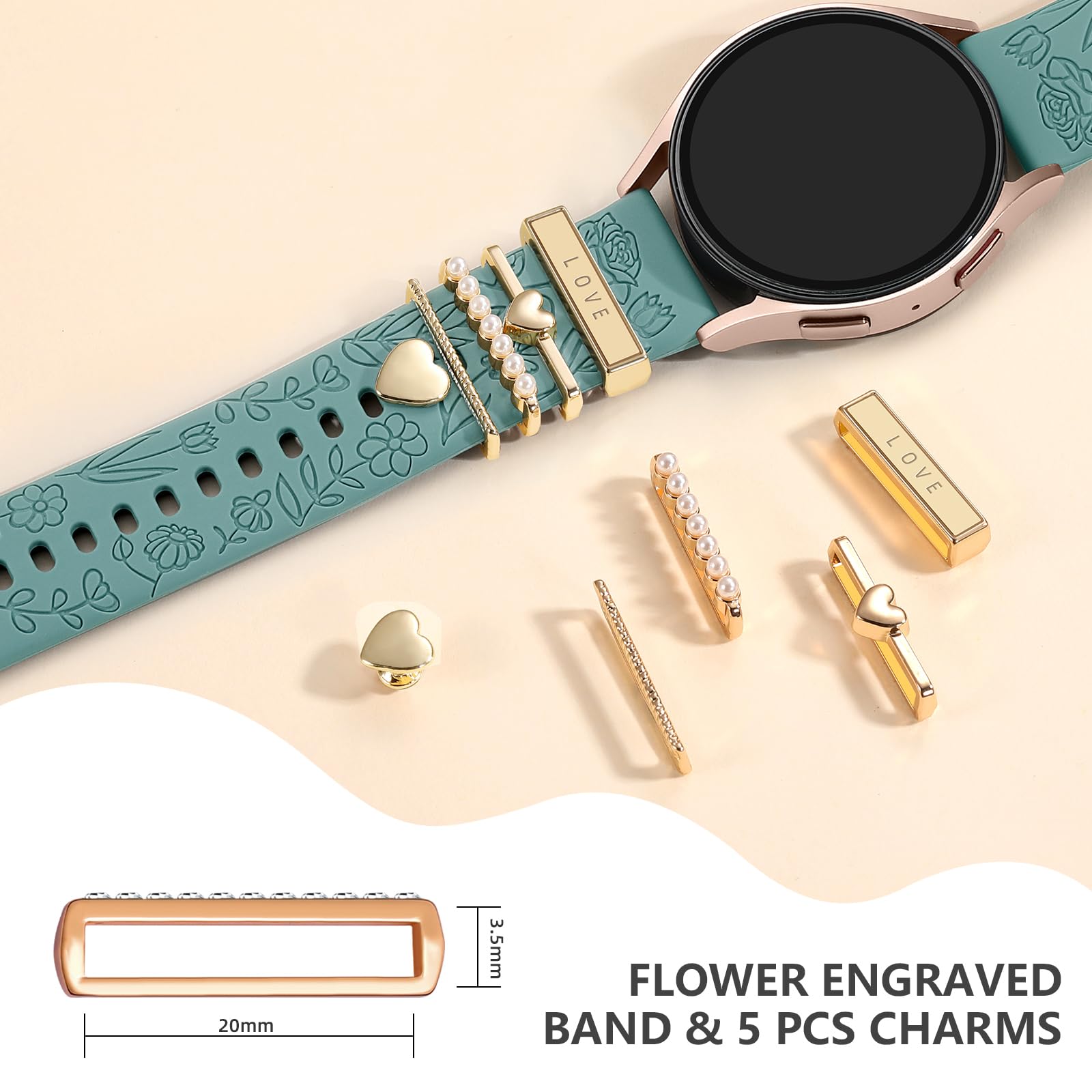 Foto 5 | Correa de Reloj Daqin Grabada con Flores- Venta Internacional