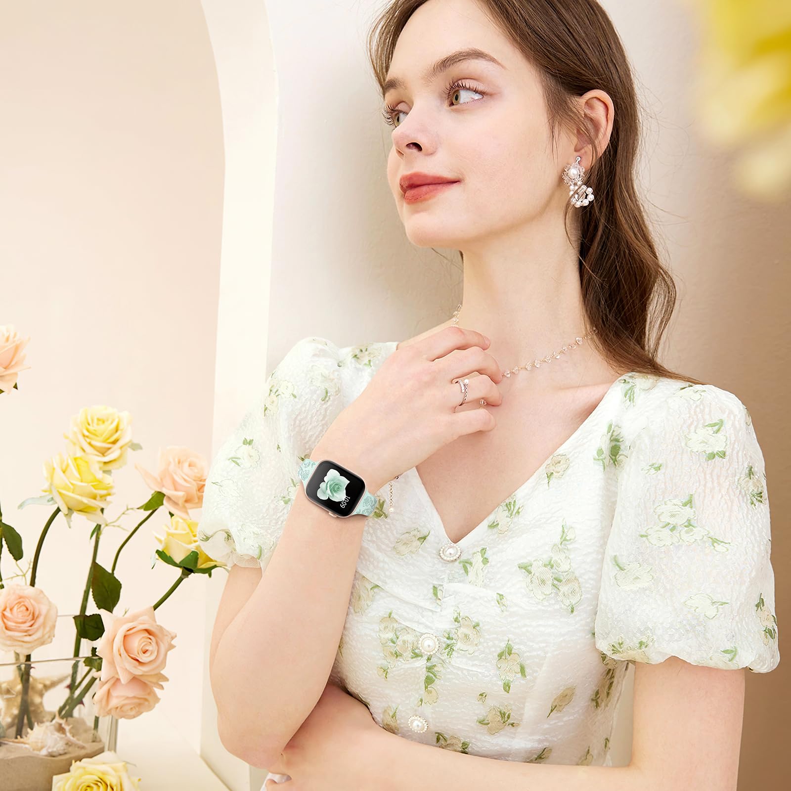 Foto 7 pulgar | Correa De Reloj Amsky Slim De Silicona Grabada Con Estampado Floral, Paquete De 6 Unidades, 40-49 Mm - Venta Internac