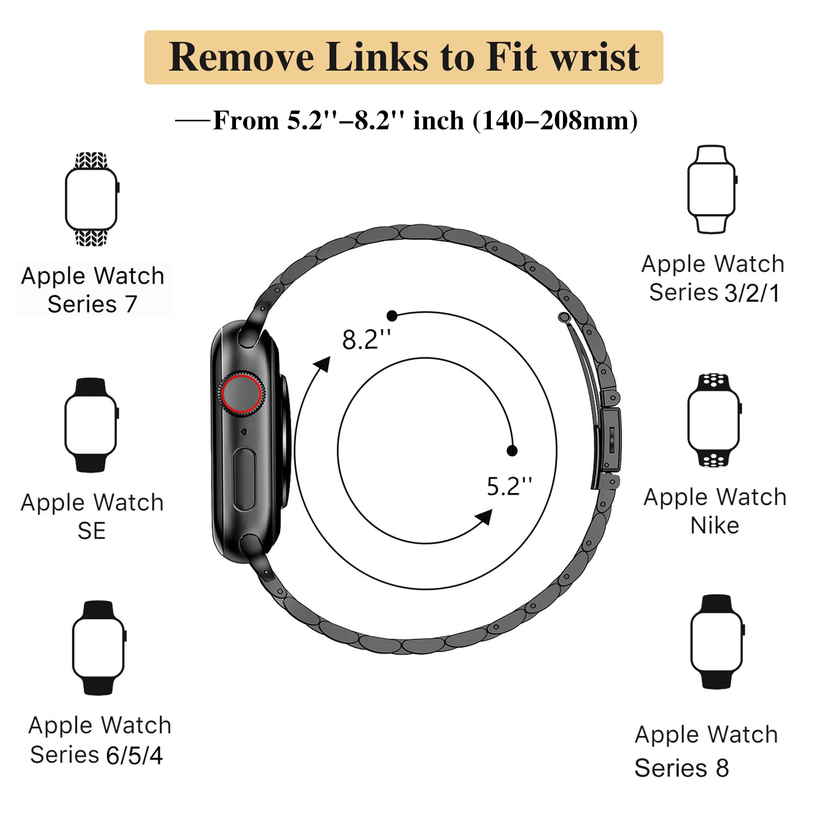 Foto 6 pulgar | Correa de Metal Miohhr para Apple Watch - Venta Internacional