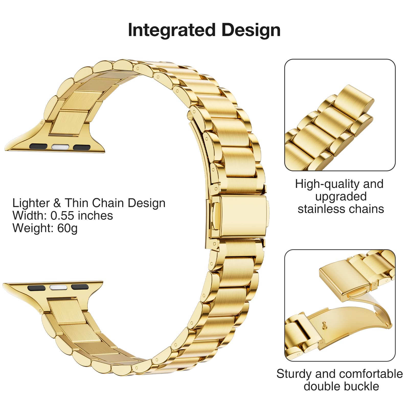 Foto 4 pulgar | Correa De Reloj Wfeagl, Correas Metálicas Finas De 42 Mm Para Apple Watch, Color Dorado - Venta Internacional.
