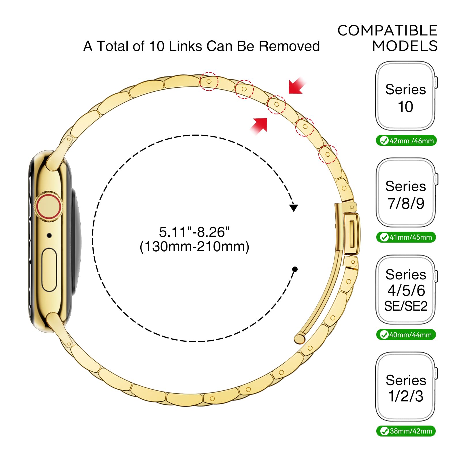 Foto 5 pulgar | Correa De Reloj Wfeagl, Correas Metálicas Finas De 42 Mm Para Apple Watch, Color Dorado - Venta Internacional.
