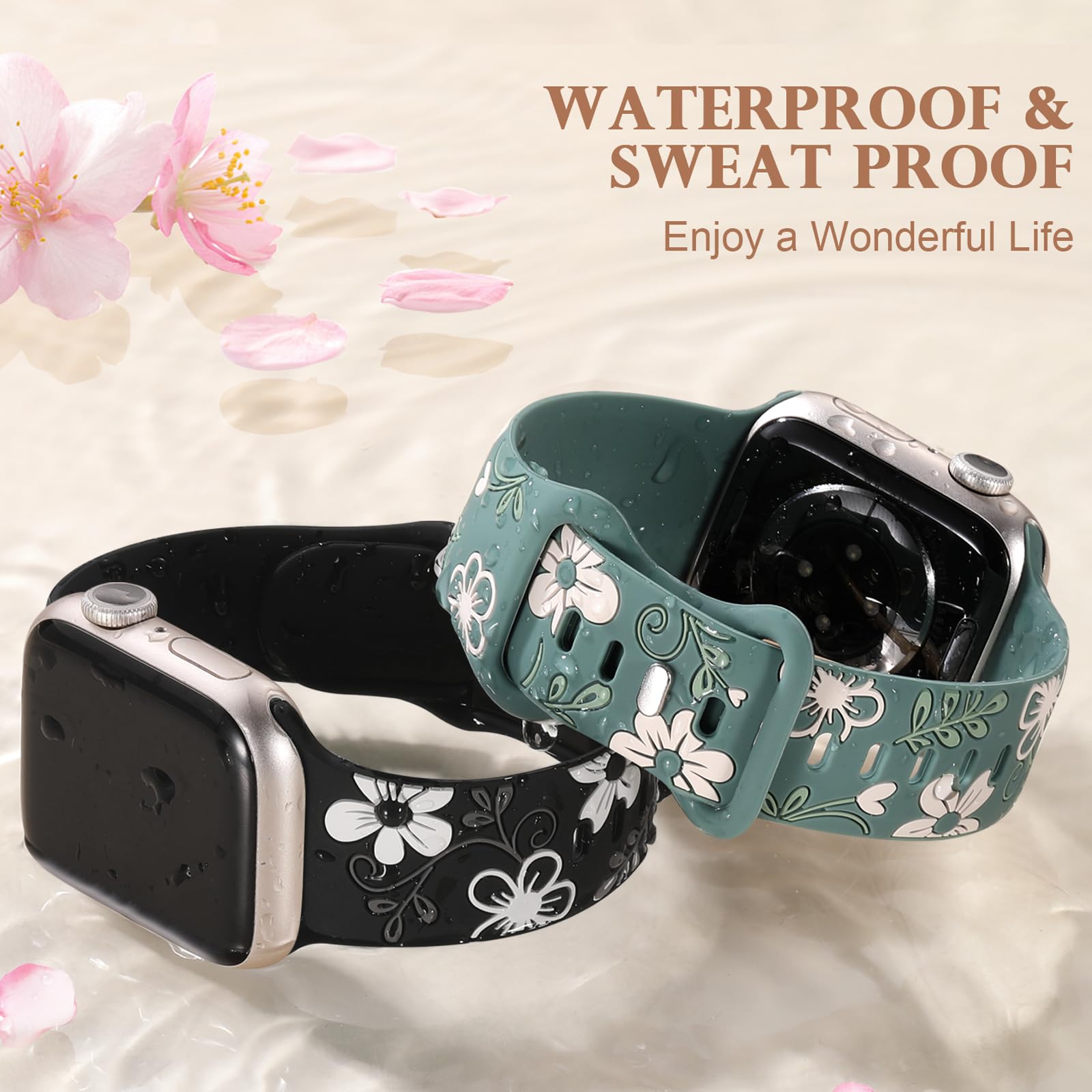 Foto 4 pulgar | Correa de Reloj Witzon Cute Flower de Silicona para Apple 42 mm y 44 mm - Venta Internacional