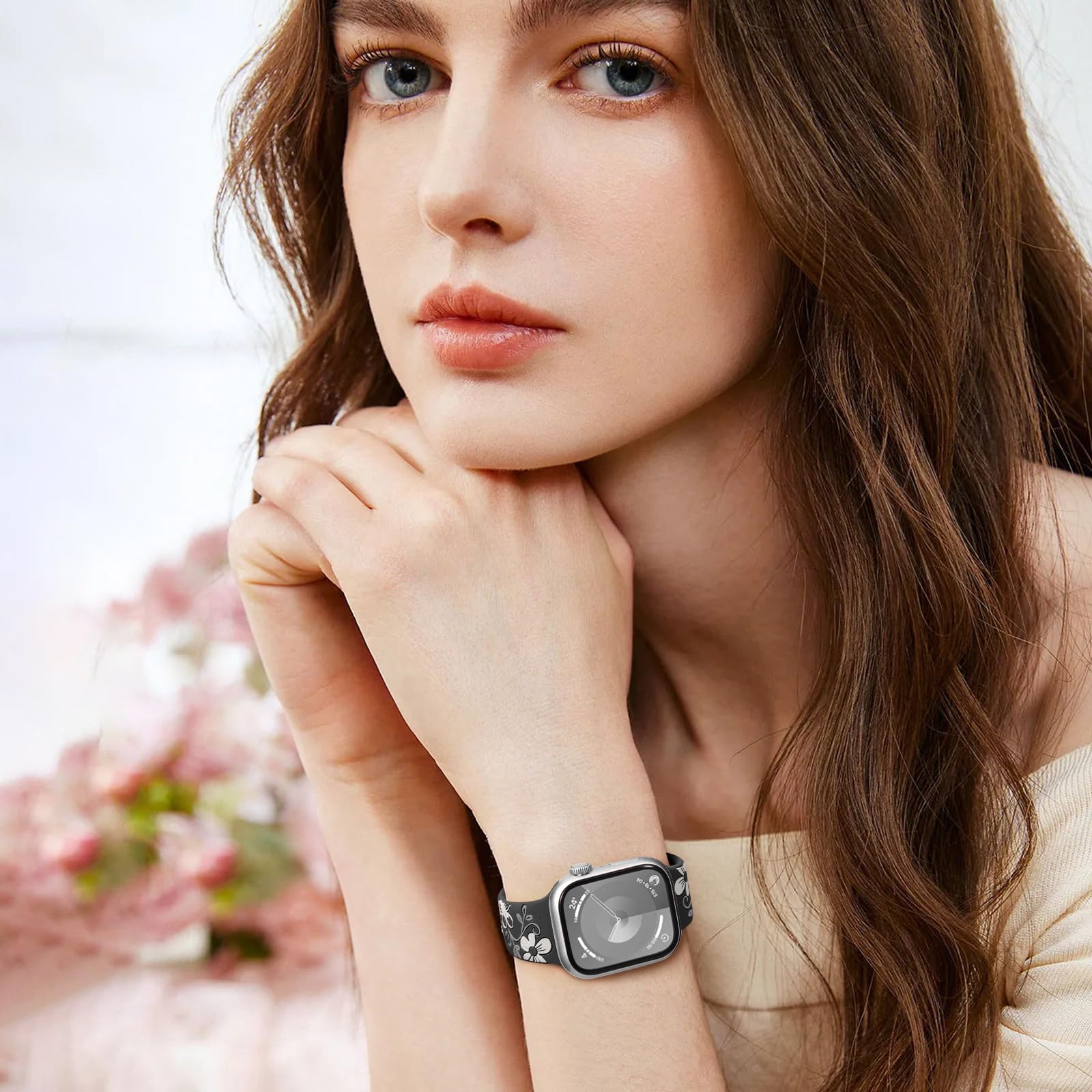 Foto 7 pulgar | Correa de Reloj Witzon Cute Flower de Silicona para Apple 42 mm y 44 mm - Venta Internacional