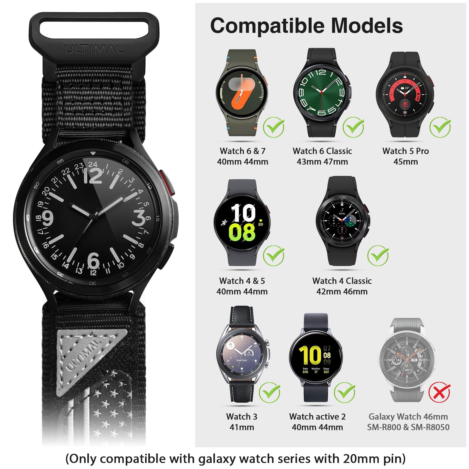 Foto 4 pulgar | Correa Ultimal para Samsung Galaxy Watch de 20 mm-Venta Internacional