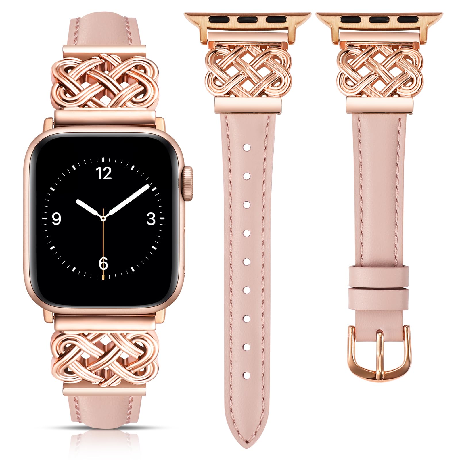 Foto 2 pulgar | Correa de Reloj Toyouths Leather para Apple 38/40/41/42 Mm Rosa- Venta Internacional
