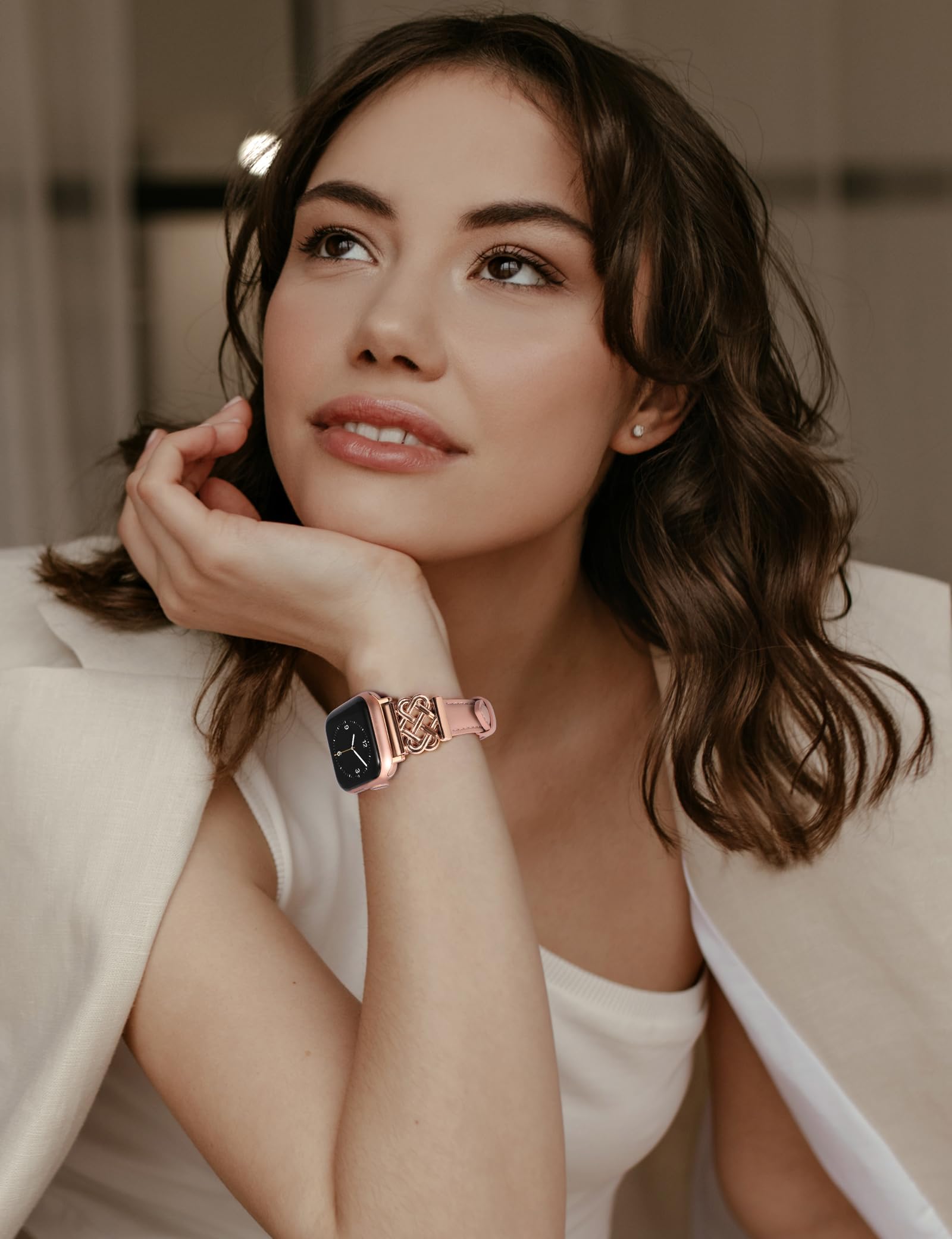 Foto 5 | Correa de Reloj Toyouths Leather para Apple 38/40/41/42 Mm Rosa- Venta Internacional
