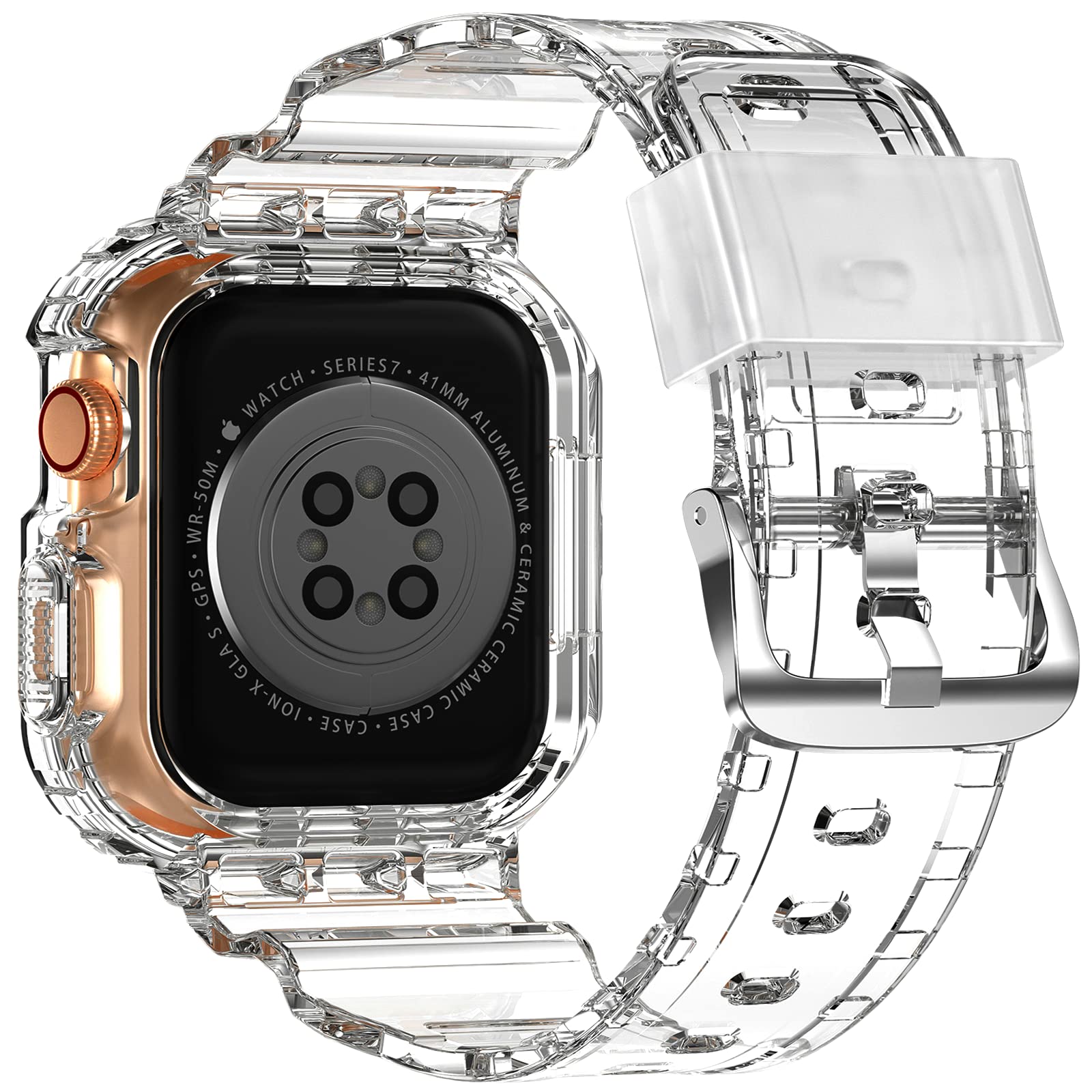 Foto 3 pulgar | Correa Transparente XYF para Apple Watch de 38 mm con Funda Protectora