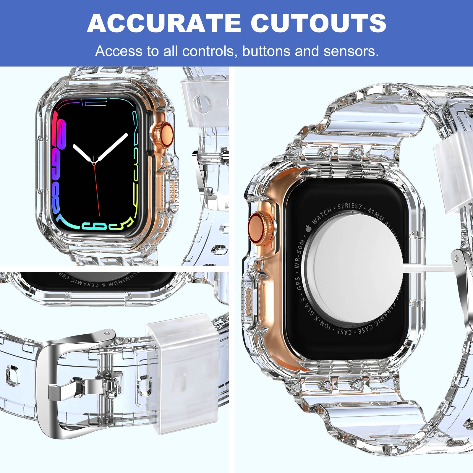 Foto 5 pulgar | Correa Transparente XYF para Apple Watch de 38 mm con Funda Protectora