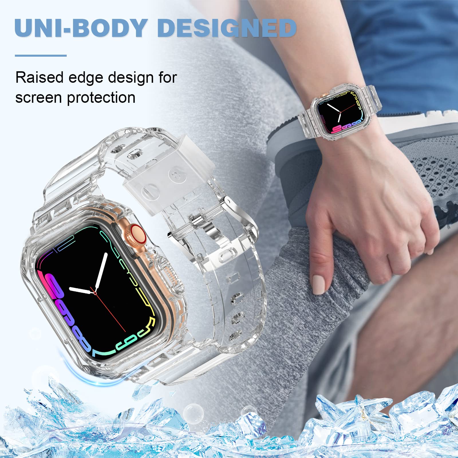 Foto 6 pulgar | Correa Transparente XYF para Apple Watch de 38 mm con Funda Protectora