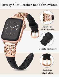 Foto 2 | Correa de Reloj Toyouths de Piel para Apple 38/40/41/42 Mm Negro- Venta Internacional
