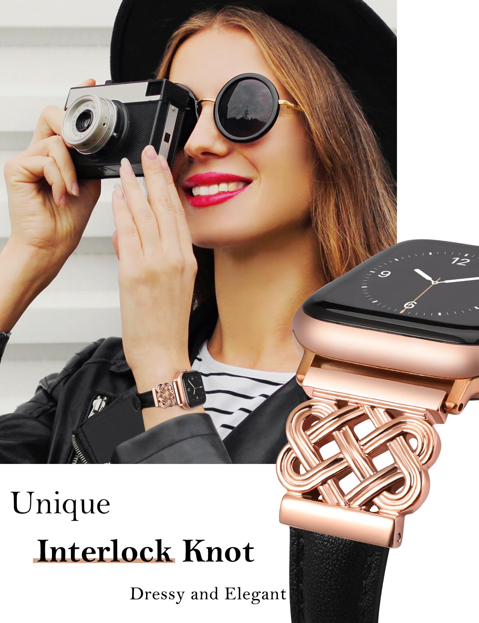 Foto 4 pulgar | Correa de Reloj Toyouths de Piel para Apple 38/40/41/42 Mm Negro- Venta Internacional