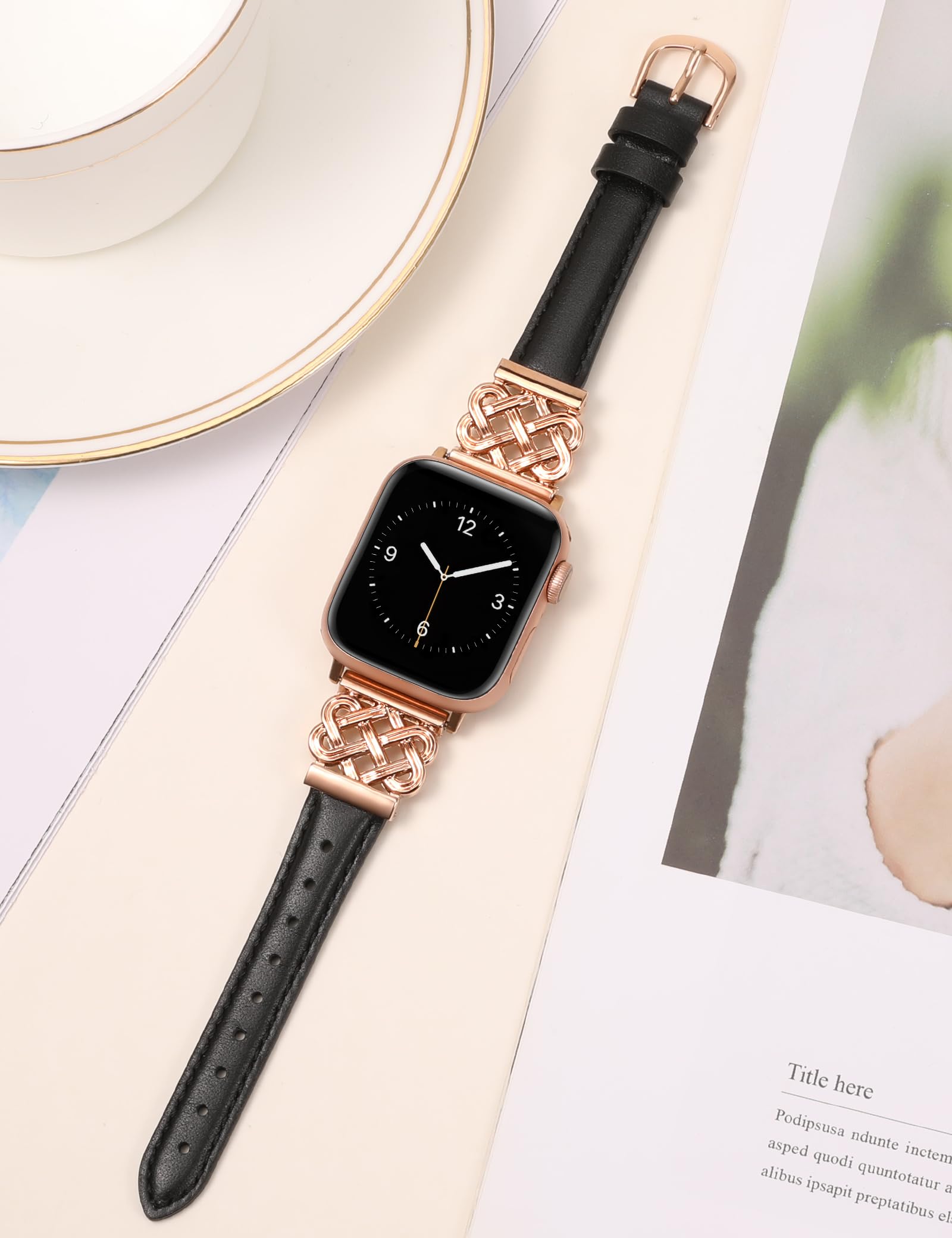 Foto 5 pulgar | Correa de Reloj Toyouths de Piel para Apple 38/40/41/42 Mm Negro- Venta Internacional