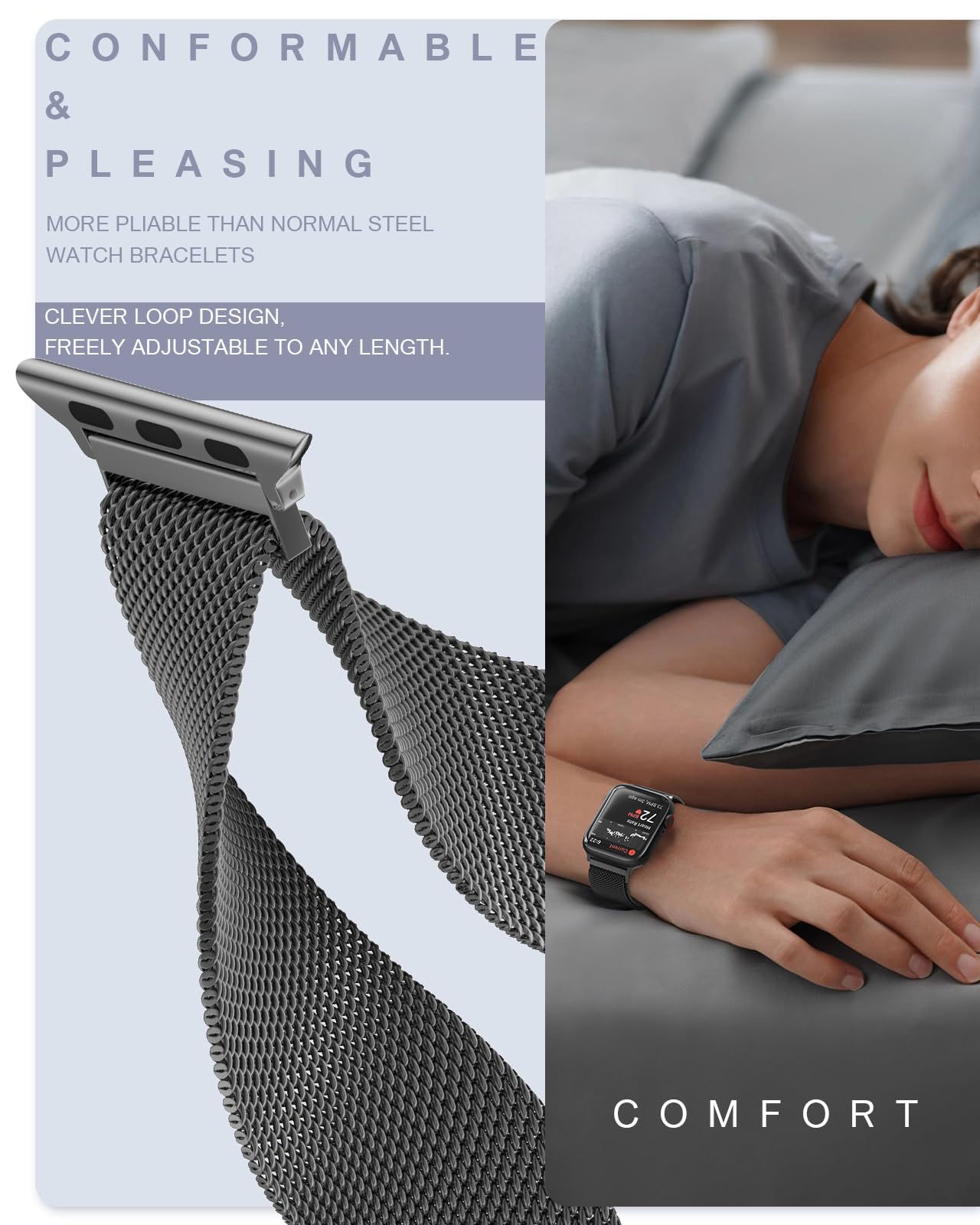 Foto 4 | Correa De Reloj Brg De Acero Inoxidable Con Asa Para Apple De 38 A 49 Mm - Venta Internacional.