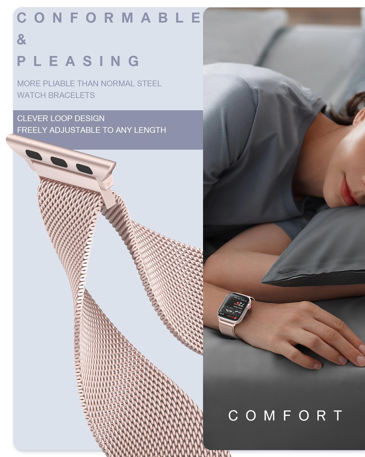 Foto 4 | Correa De Reloj Brg Milanese Loop De Acero Inoxidable De 38 Mm A 42 Mm - Venta Internacional.
