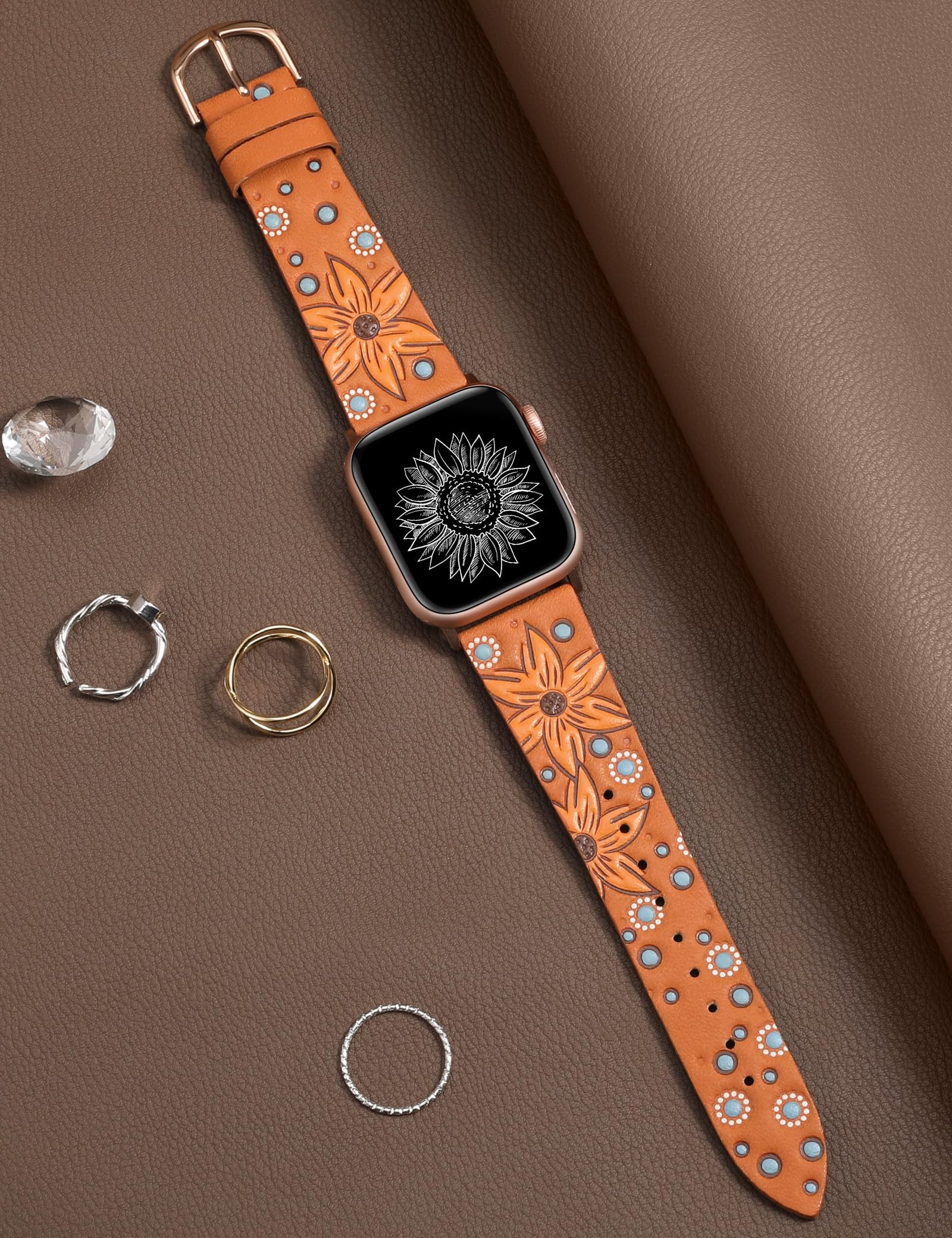 Foto 4 | Correa De Reloj Minyee Leather Compatible Con Apple De 41 A 49 Mm - Venta Internacional.