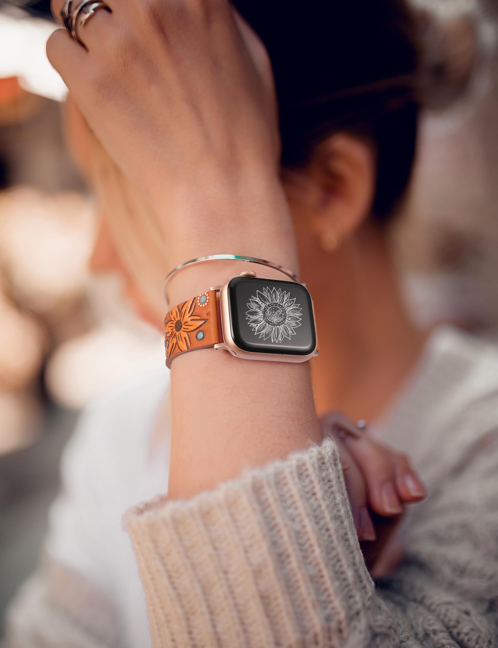 Foto 5 | Correa De Reloj Minyee Leather Compatible Con Apple De 41 A 49 Mm - Venta Internacional.