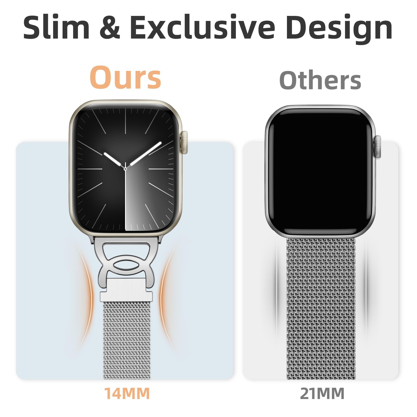 Foto 4 | Correa De Reloj Adorve Slim Milanese De Acero Inoxidable Para Apple 38-49 Mm - Venta Internacional.