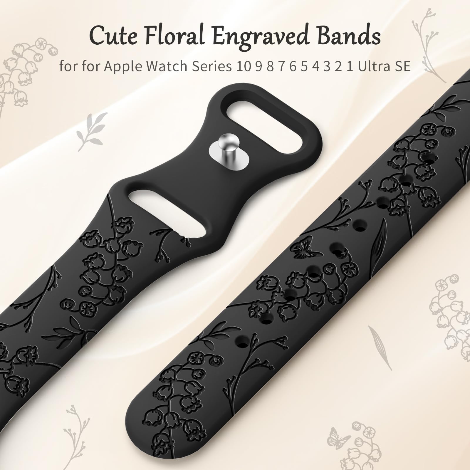 Foto 4 pulgar | Correa De Reloj Amsky Slim De Silicona Grabada Con Estampado Floral, Paquete De 6 Unidades, 40-49 Mm - Venta Internac