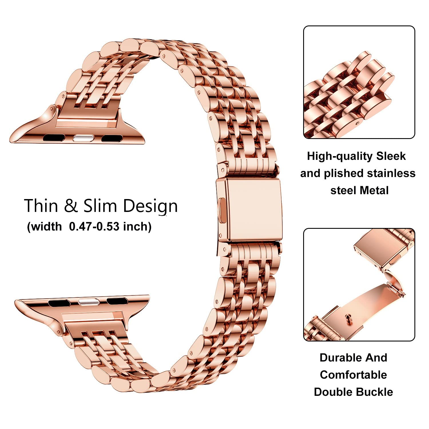 Foto 4 pulgar | Correa para Apple Watch Miohhr 42 Mm Oro Rosa - Venta Internacional