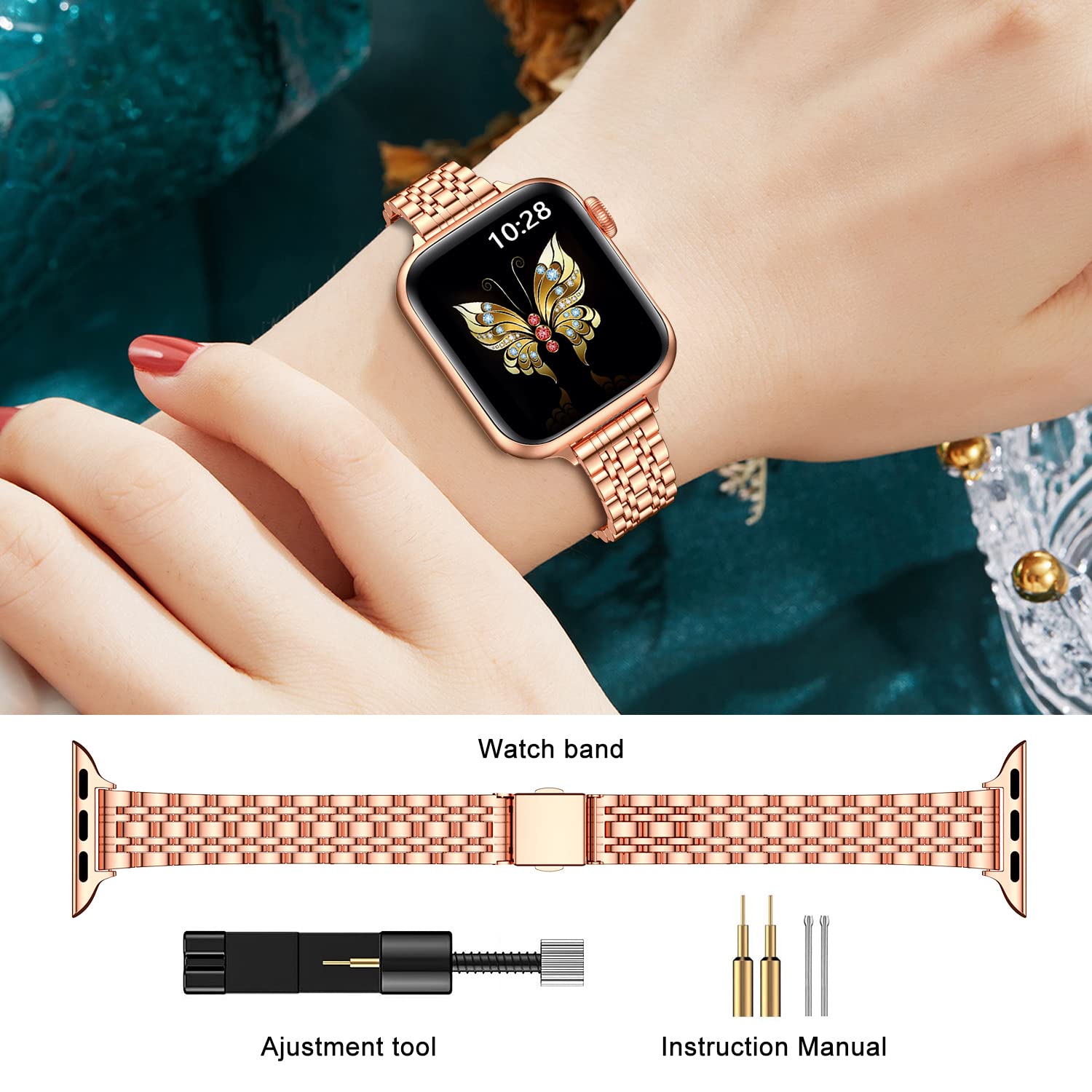Foto 4 | Correa para Apple Watch Miohhr 42 Mm Oro Rosa - Venta Internacional