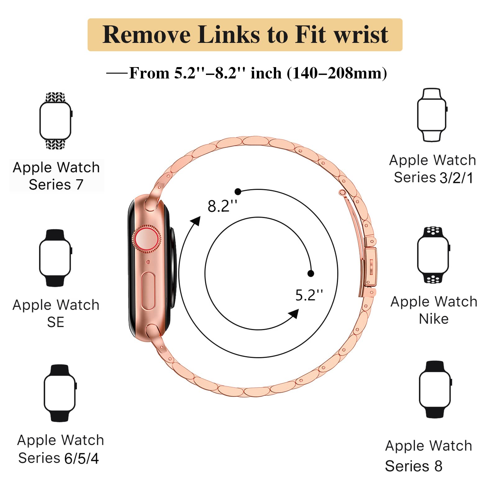 Foto 6 pulgar | Correa para Apple Watch Miohhr 42 Mm Oro Rosa - Venta Internacional
