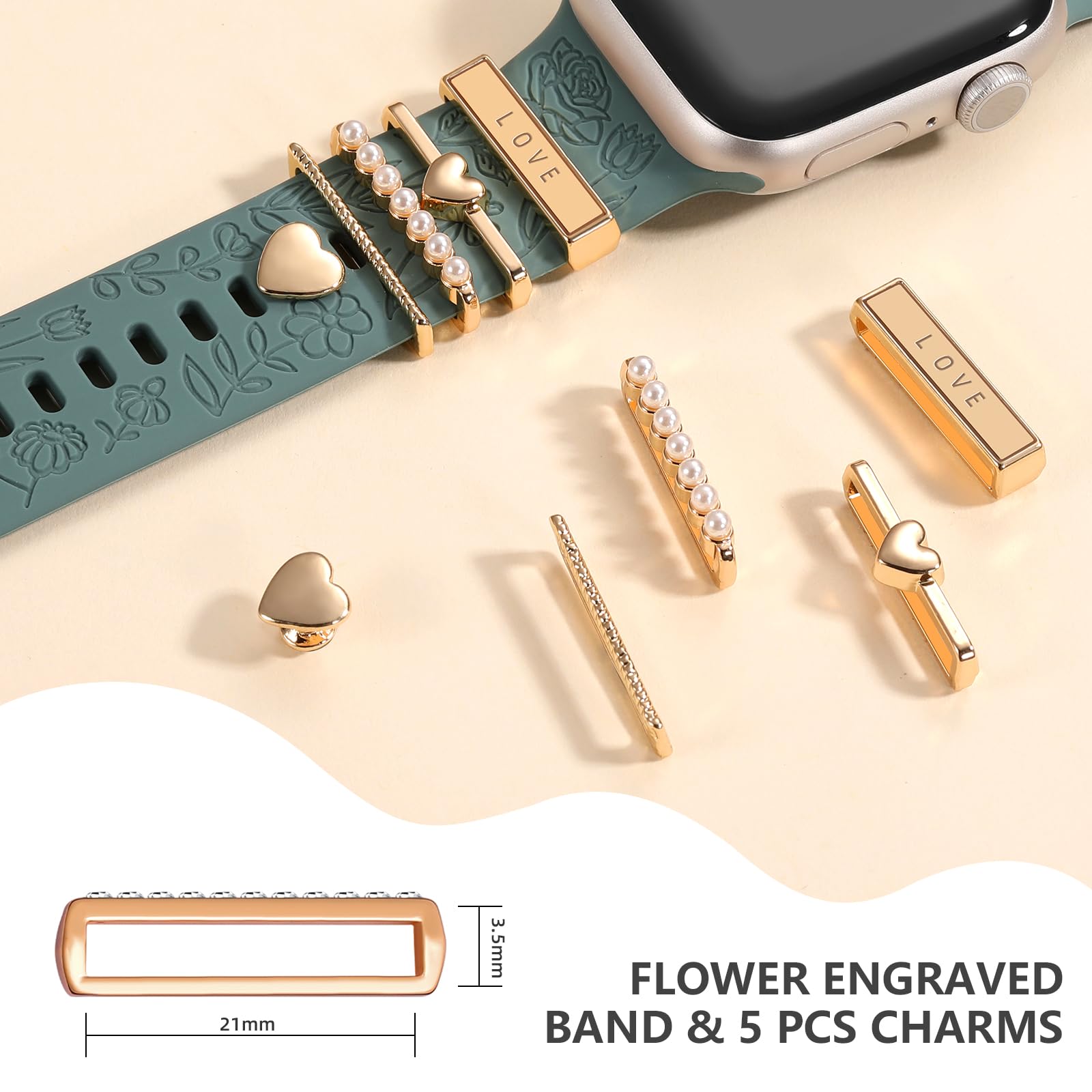Foto 5 pulgar | Correa Daqin Grabada con Dijes para Apple 44 Mm - Venta Internacional