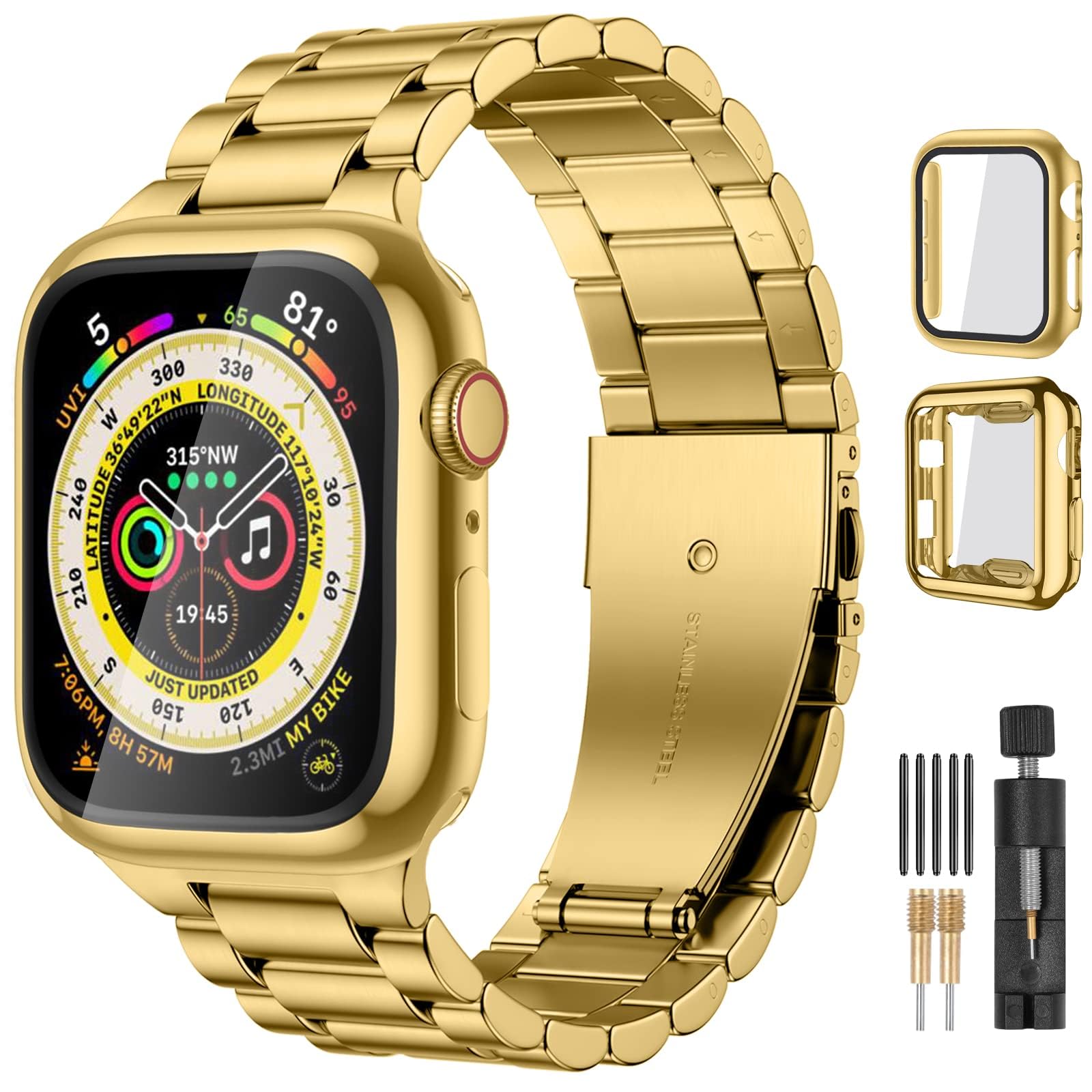 Foto 1 | Correa De Reloj Lerobo De Metal Para Apple Watch Series 9 De 45 Mm - Venta Internacional.