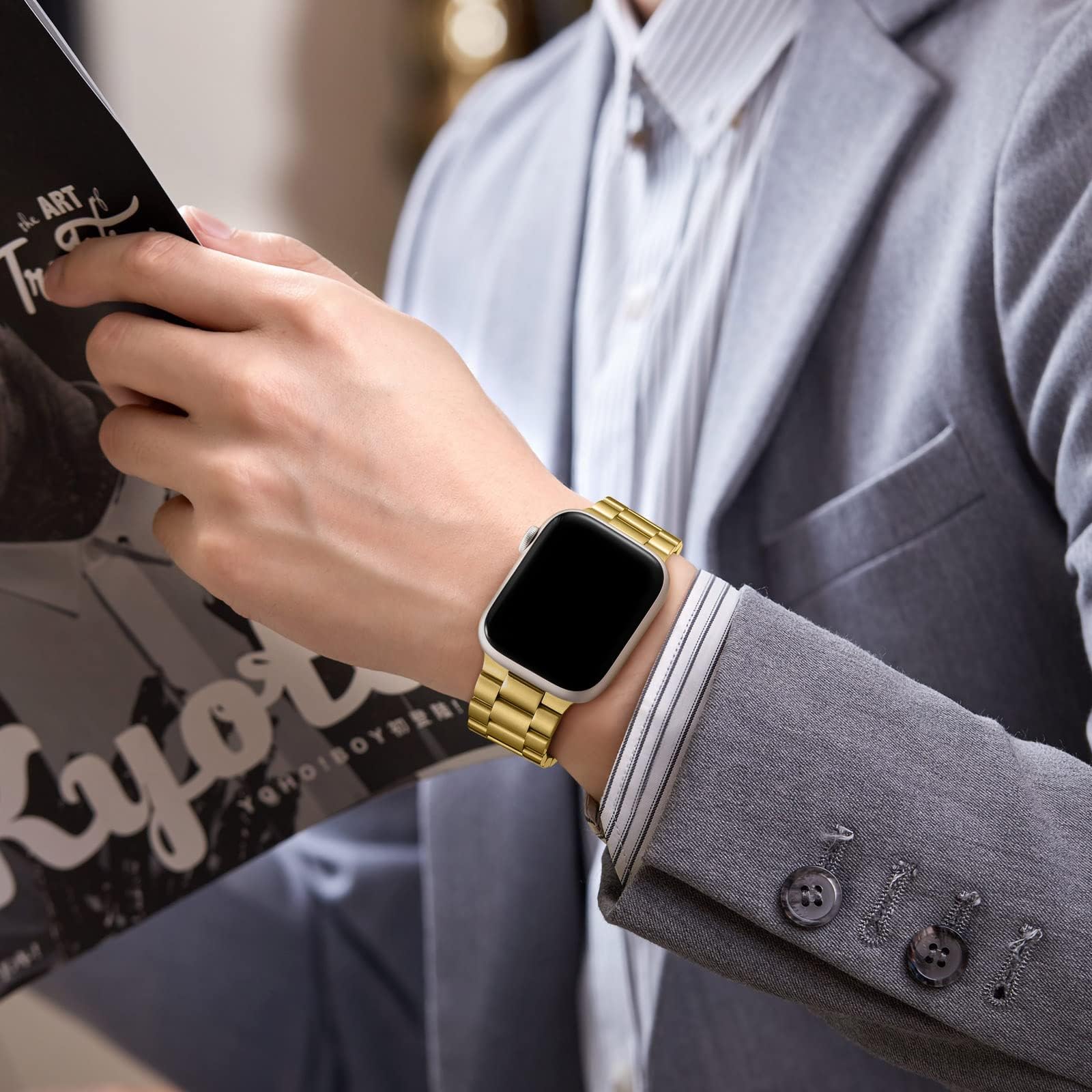 Foto 6 pulgar | Correa De Reloj Lerobo De Metal Para Apple Watch Series 9 De 45 Mm - Venta Internacional.