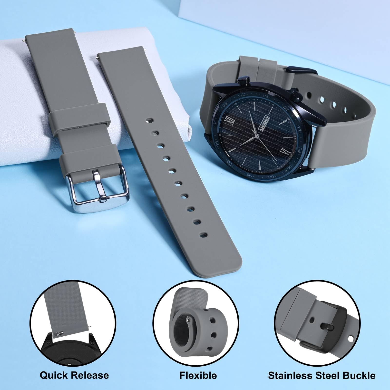Foto 4 pulgar | Correa de Reloj Wocci de Silicona de 16 mm - Venta Internacional