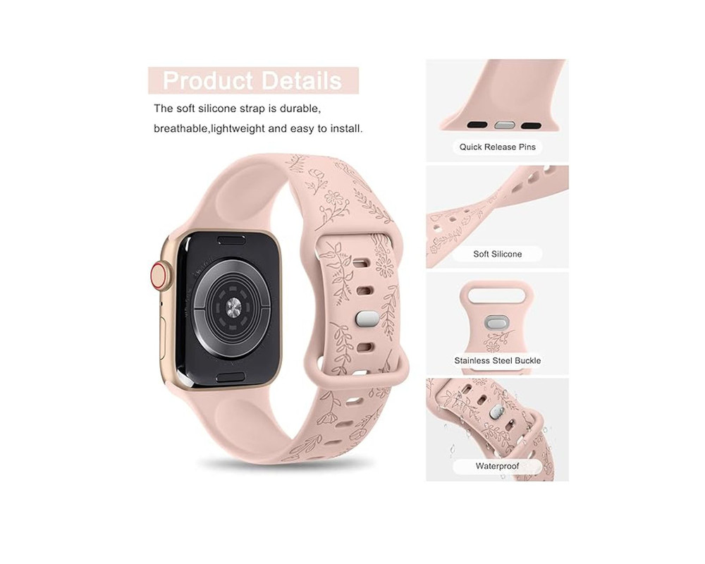 Foto 3 pulgar | Correa Teknet Rosa para Apple Watch 8 7 6 5 4 3 2 1
