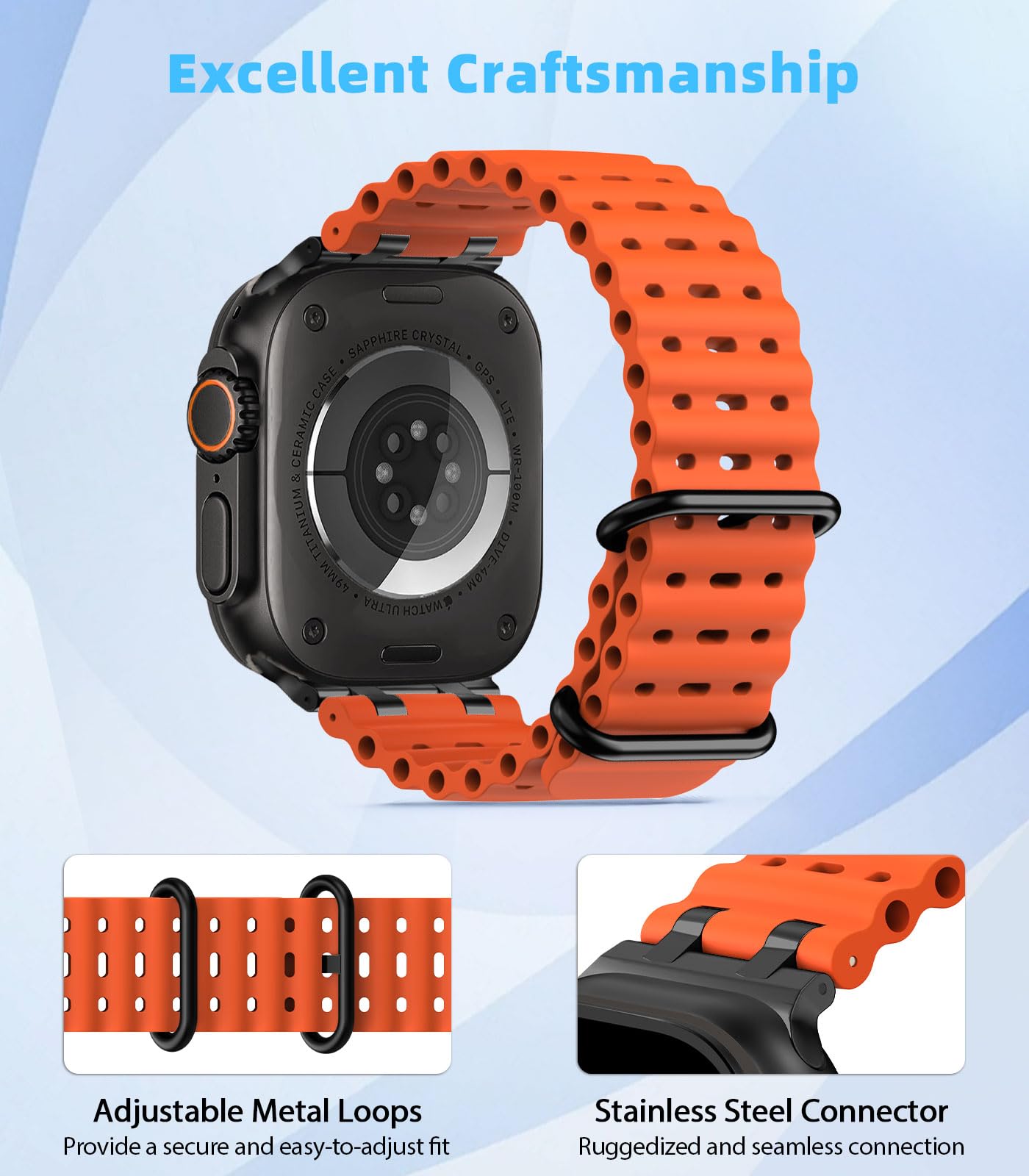 Foto 4 | Correa de Reloj MoKo Anaranjado para Apple Watch Ultra 2 - Venta Internacional