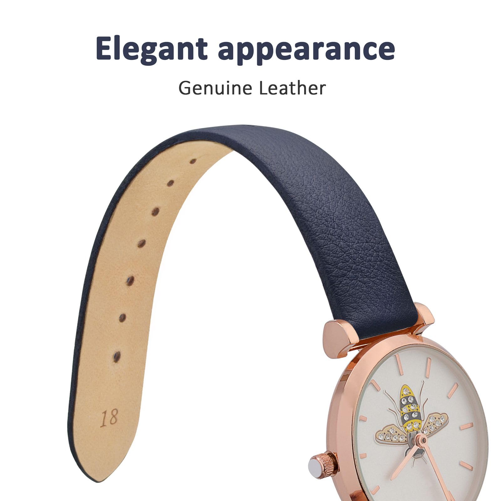 Foto 4 pulgar | Correa De Reloj Wocci, Elegante, Piel Auténtica, 14 Mm De Ancho De Asa - Venta Internacional.