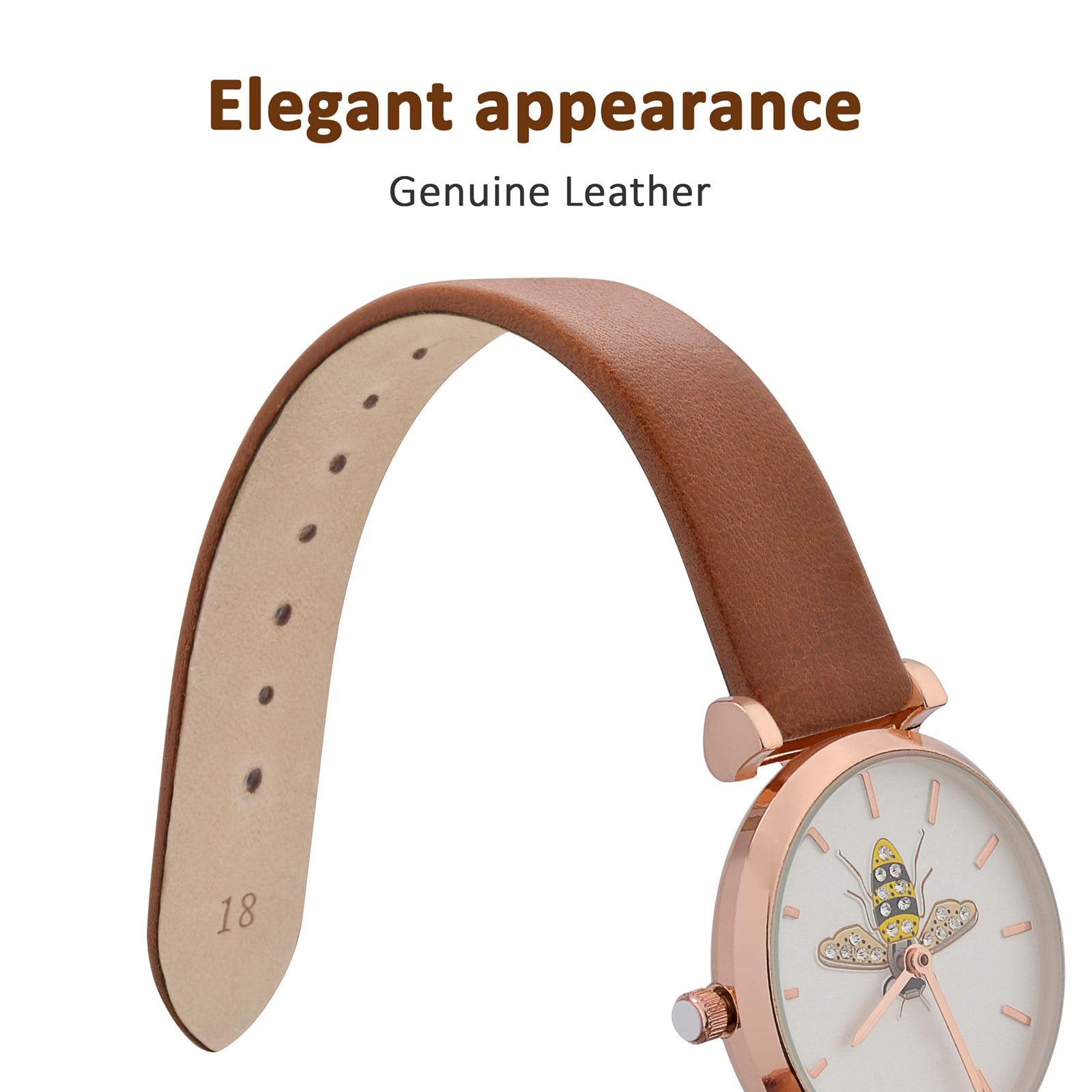 Foto 4 pulgar | Correa De Reloj Wocci, Elegante, Piel Auténtica, 20 Mm De Ancho De Lengüeta - Venta Internacional.