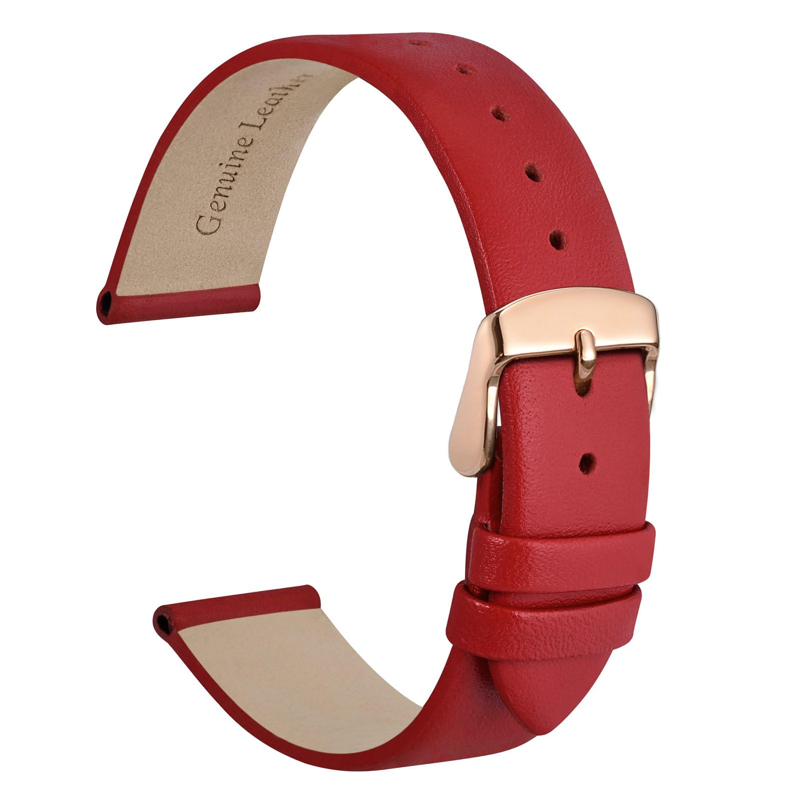 Foto 2 pulgar | Correa De Reloj Wocci, Elegante, Piel Auténtica, 14 Mm De Ancho, Color Rojo - Venta Internacional.