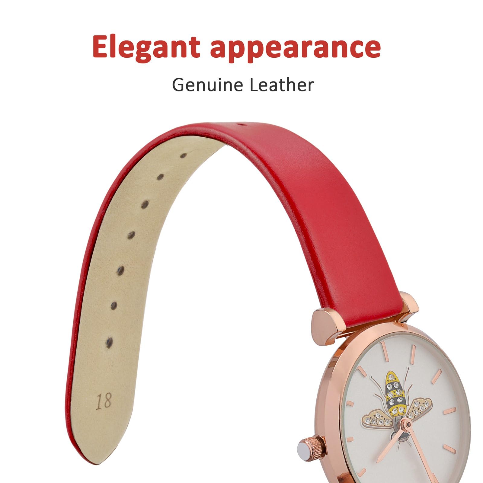 Foto 4 pulgar | Correa De Reloj Wocci, Elegante, Piel Auténtica, 14 Mm De Ancho, Color Rojo - Venta Internacional.