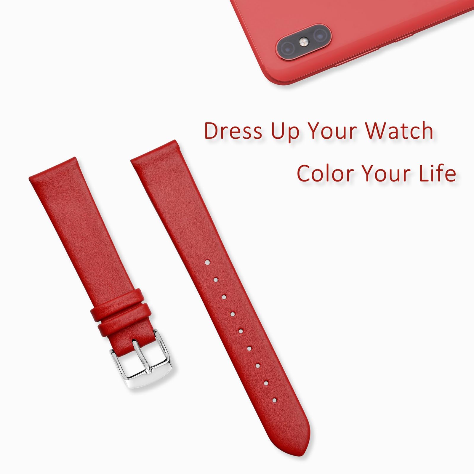 Foto 7 | Correa De Reloj Wocci, Elegante, Piel Auténtica, 14 Mm De Ancho, Color Rojo - Venta Internacional.