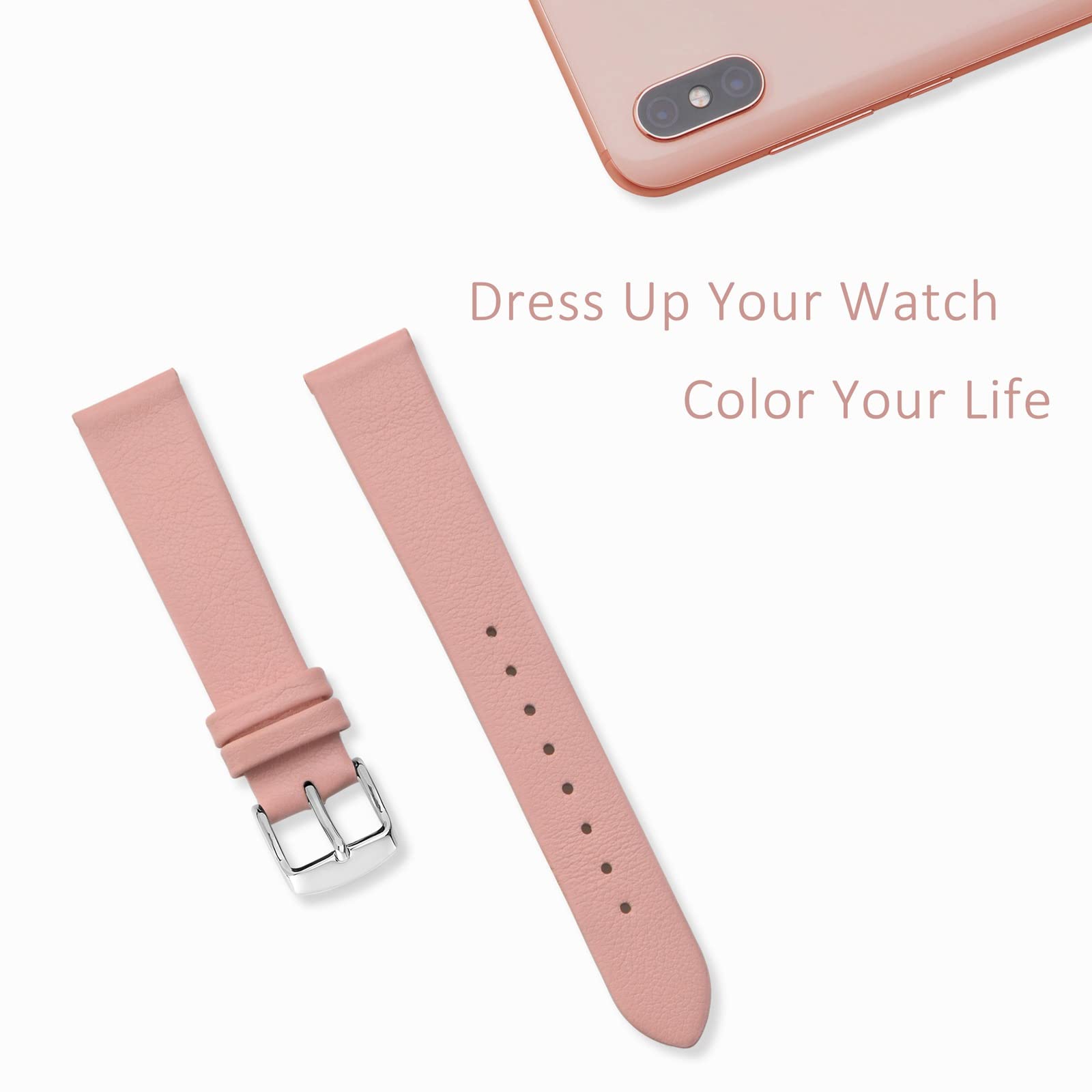 Foto 8 pulgar | Correa De Reloj Wocci Elegante De Piel Auténtica Con Asa De 8 Mm, Rosa Claro - Venta Internacional.