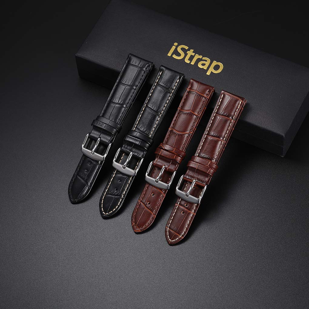 Foto 8 pulgar | Correa De Reloj Istrap, Piel De Becerro Con Grano De Cocodrilo, 20 Mm, Negro Y Marrón - Venta Internacional.