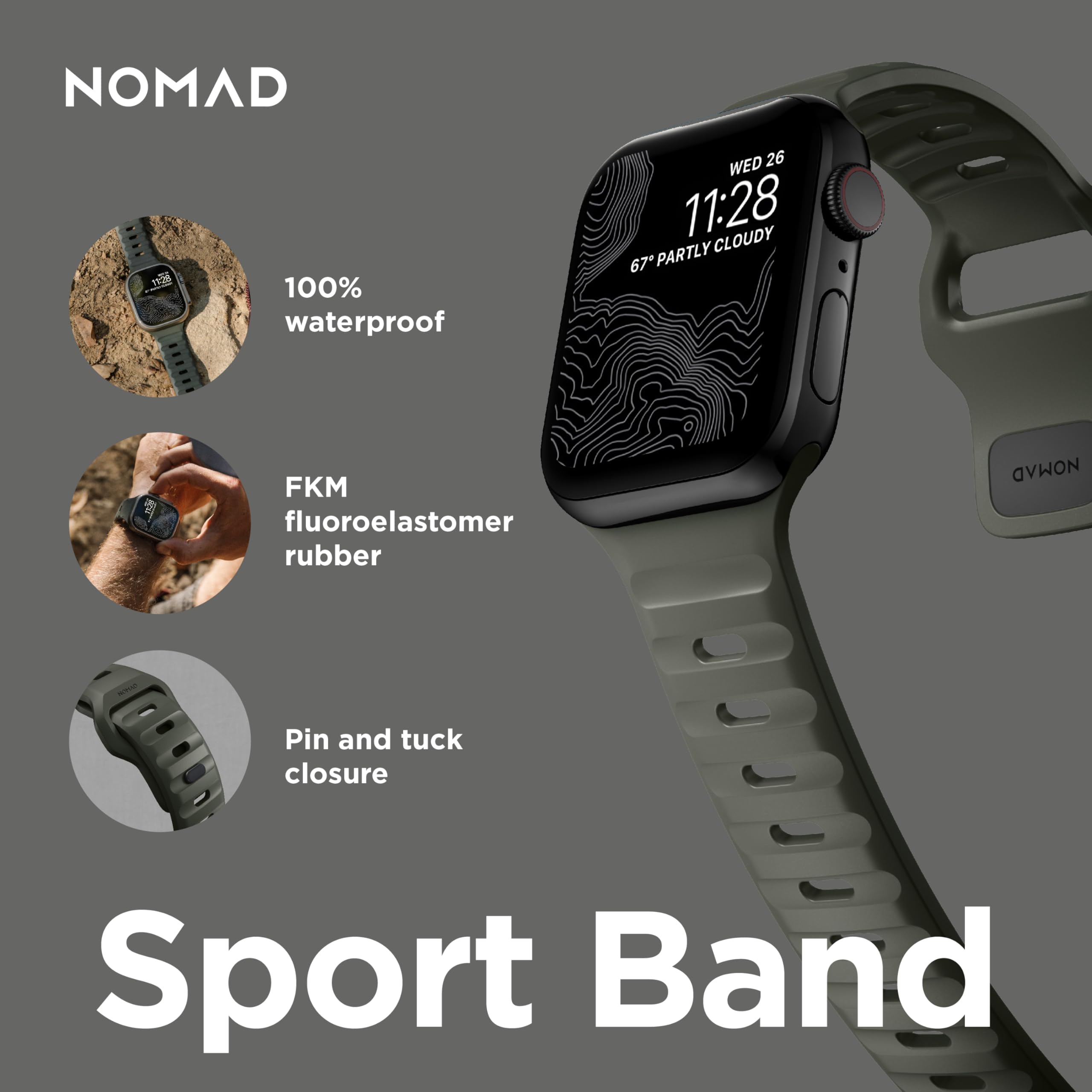 Foto 2 | Correa Deportiva Nomad Nomad Sport Band De 45 Mm Para Apple Watch - Venta Internacional.