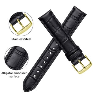 Foto 4 | Correa De Reloj Istrap, Piel De Becerro Con Grano De Cocodrilo, 24 Mm, Negro Y Marrón - Venta Internacional.