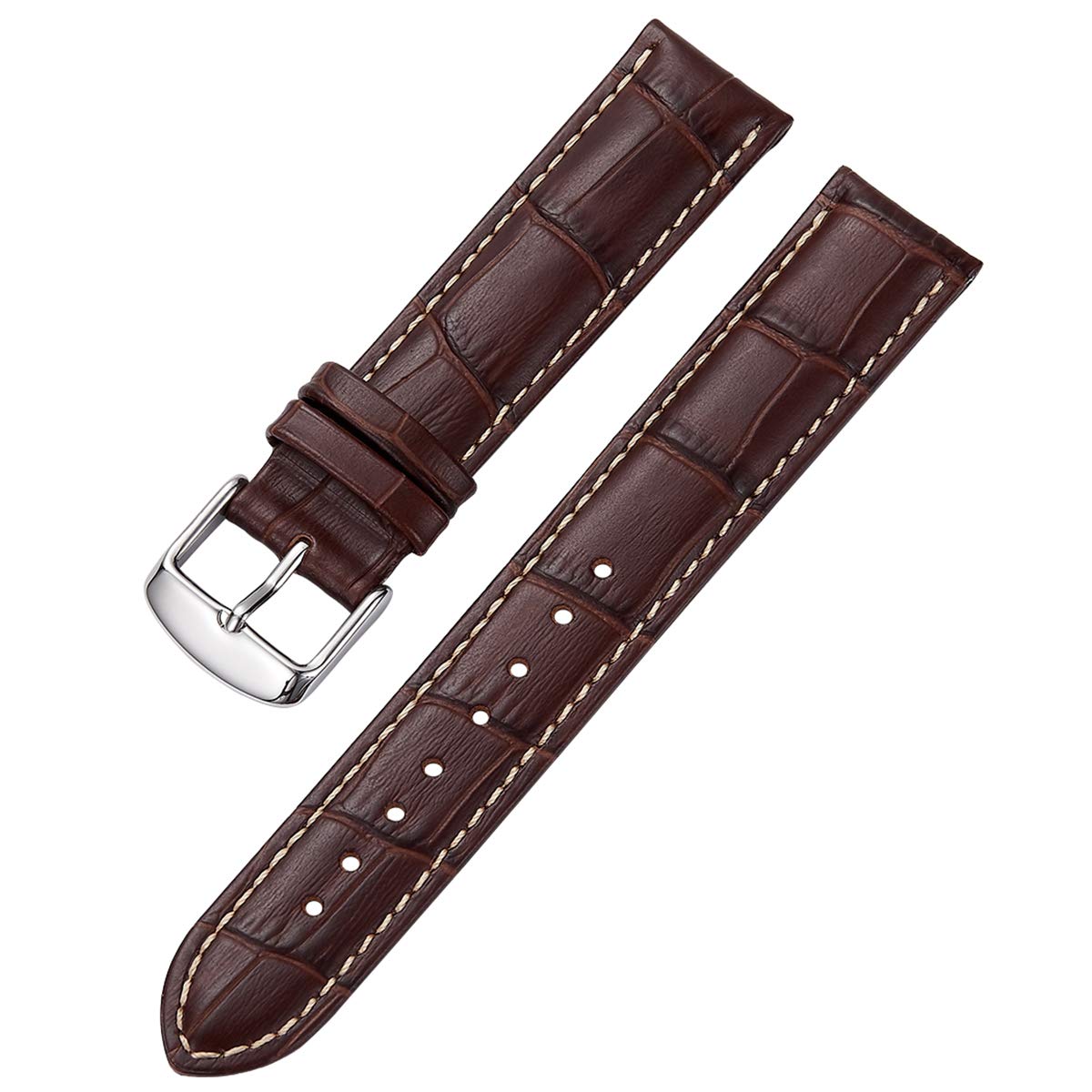 Foto 2 pulgar | Correa De Reloj Istrap, Piel De Becerro Con Grano De Cocodrilo, 21 Mm, Negro Y Marrón - Venta Internacional.