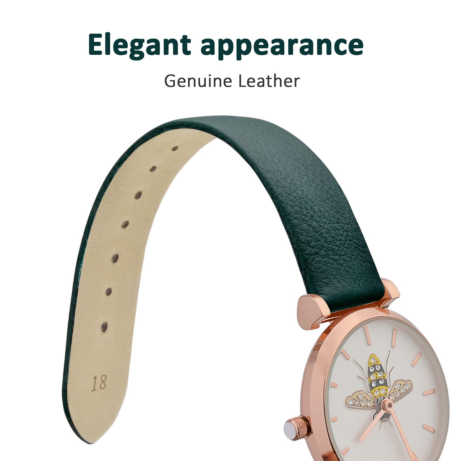 Foto 4 pulgar | Correa De Reloj Wocci, Elegante, Piel Auténtica, 18 Mm De Ancho De Asa - Venta Internacional.