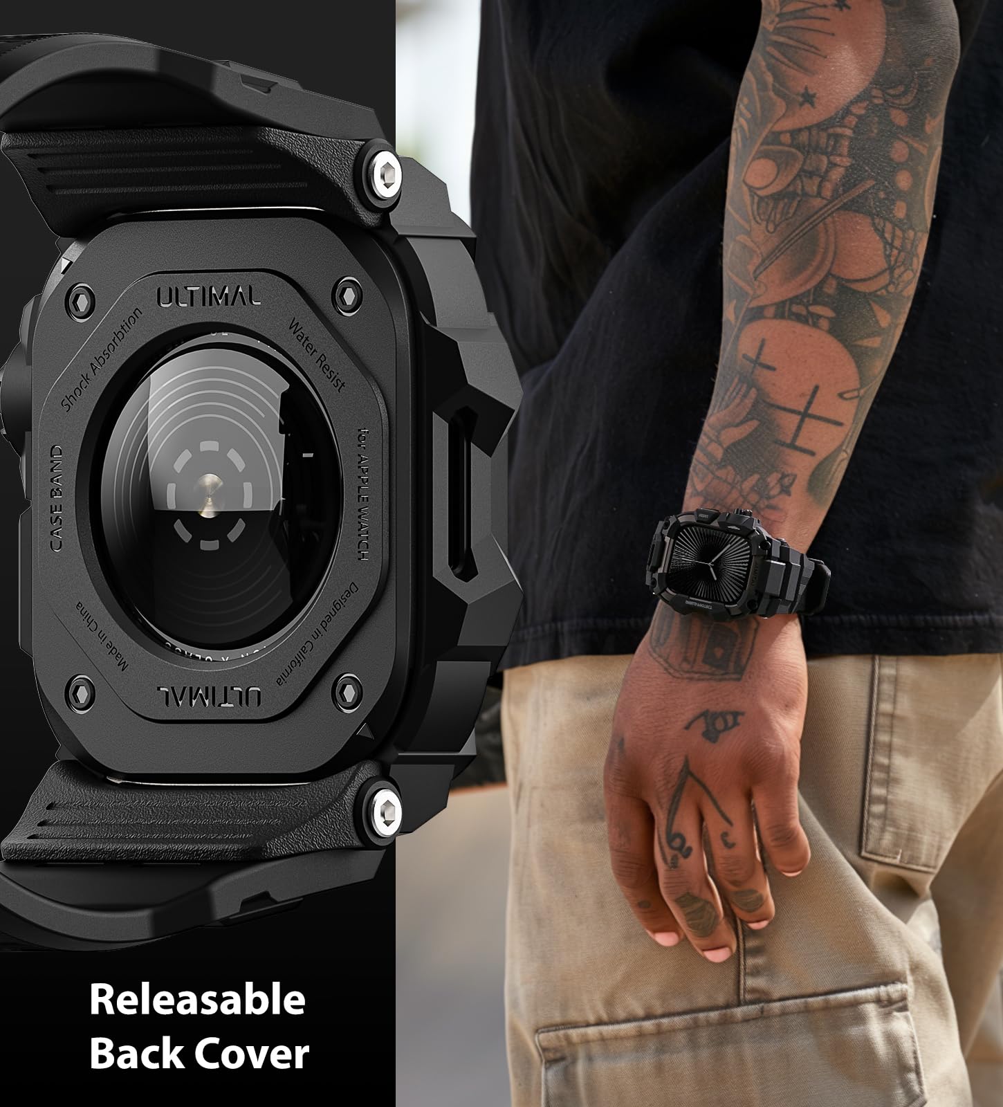 Foto 5 pulgar | Funda De Reloj Con Correa Ultimal Rugged Para Apple Watch De 46 Mm, Color Negro - Venta Internacional.