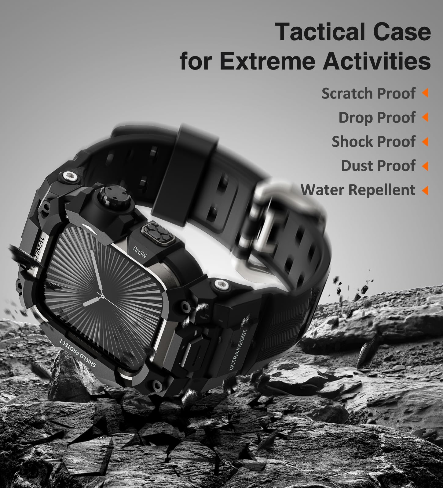 Foto 7 pulgar | Funda De Reloj Con Correa Ultimal Rugged Para Apple Watch De 46 Mm, Color Negro - Venta Internacional.