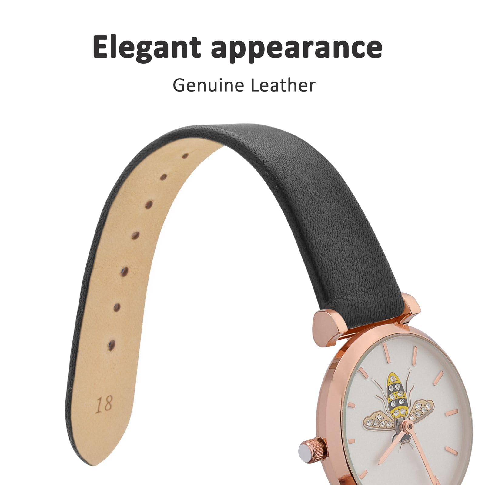 Foto 4 pulgar | Correa De Reloj Wocci, Elegante, Piel Auténtica, 14 Mm De Ancho De Asa - Venta Internacional.